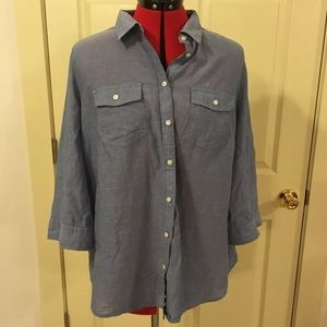 St John's Bay 1X Blue Cotton 3/4 Sleeves